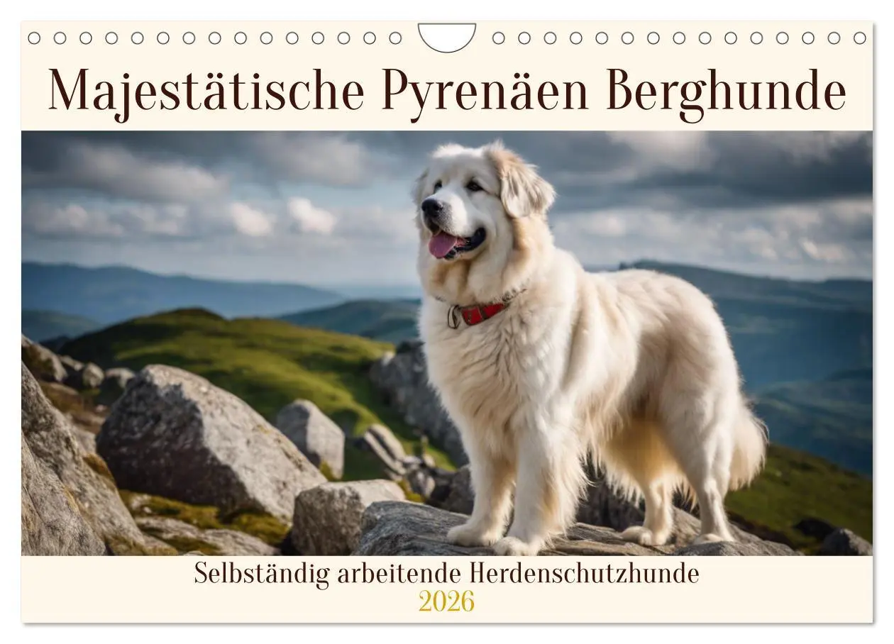 Cover: 9783457330098 | Majestätische Pyrenäen Berghunde (Wandkalender 2026 DIN A4 quer),...