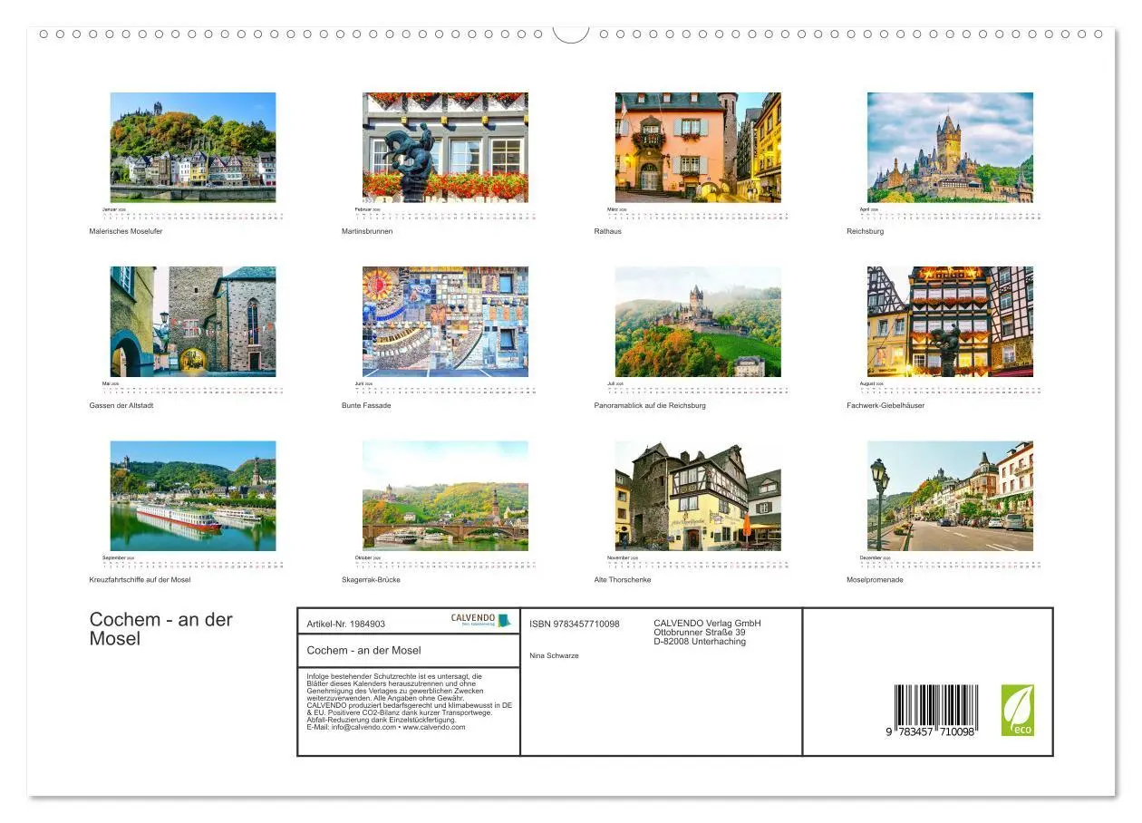 Bild: 9783457710098 | Cochem - an der Mosel (hochwertiger Premium Wandkalender 2026 DIN...