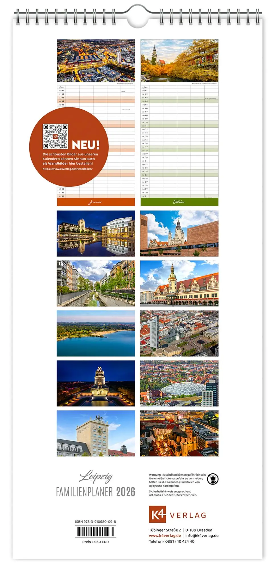 Bild: 9783910680098 | Kalender Familienplaner Leipzig 2026 | Peter Schubert | Kalender