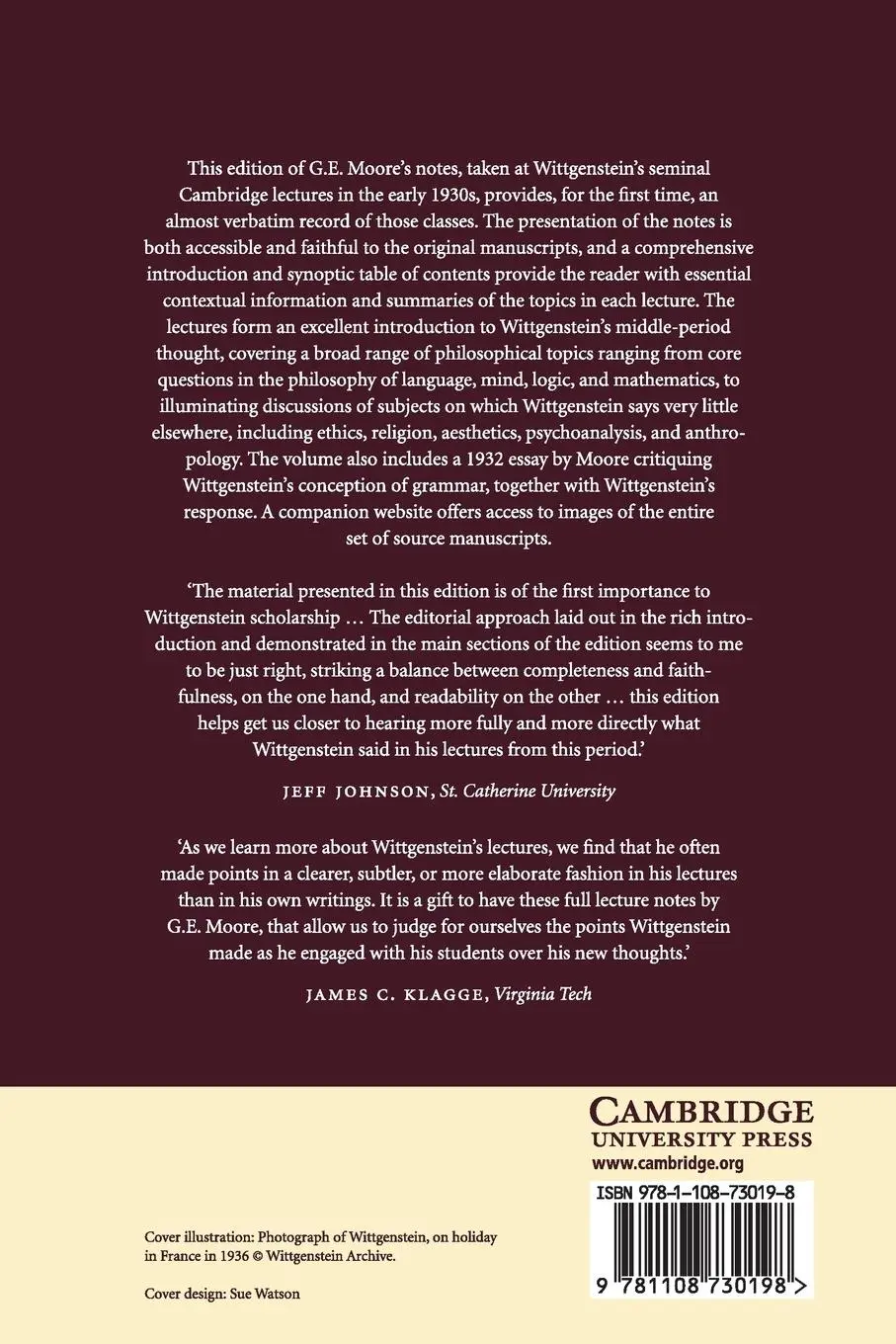 Rückseite: 9781108730198 | Wittgenstein | Lectures, Cambridge 1930-1933 | David G. Stern (u. a.)