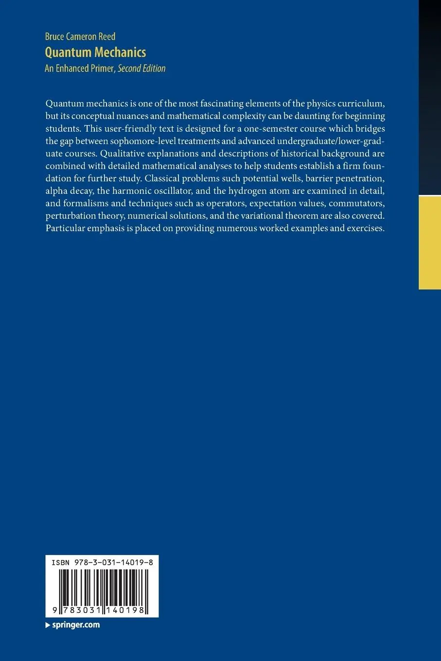 Rückseite: 9783031140198 | Quantum Mechanics | An Enhanced Primer | Bruce Cameron Reed | Buch