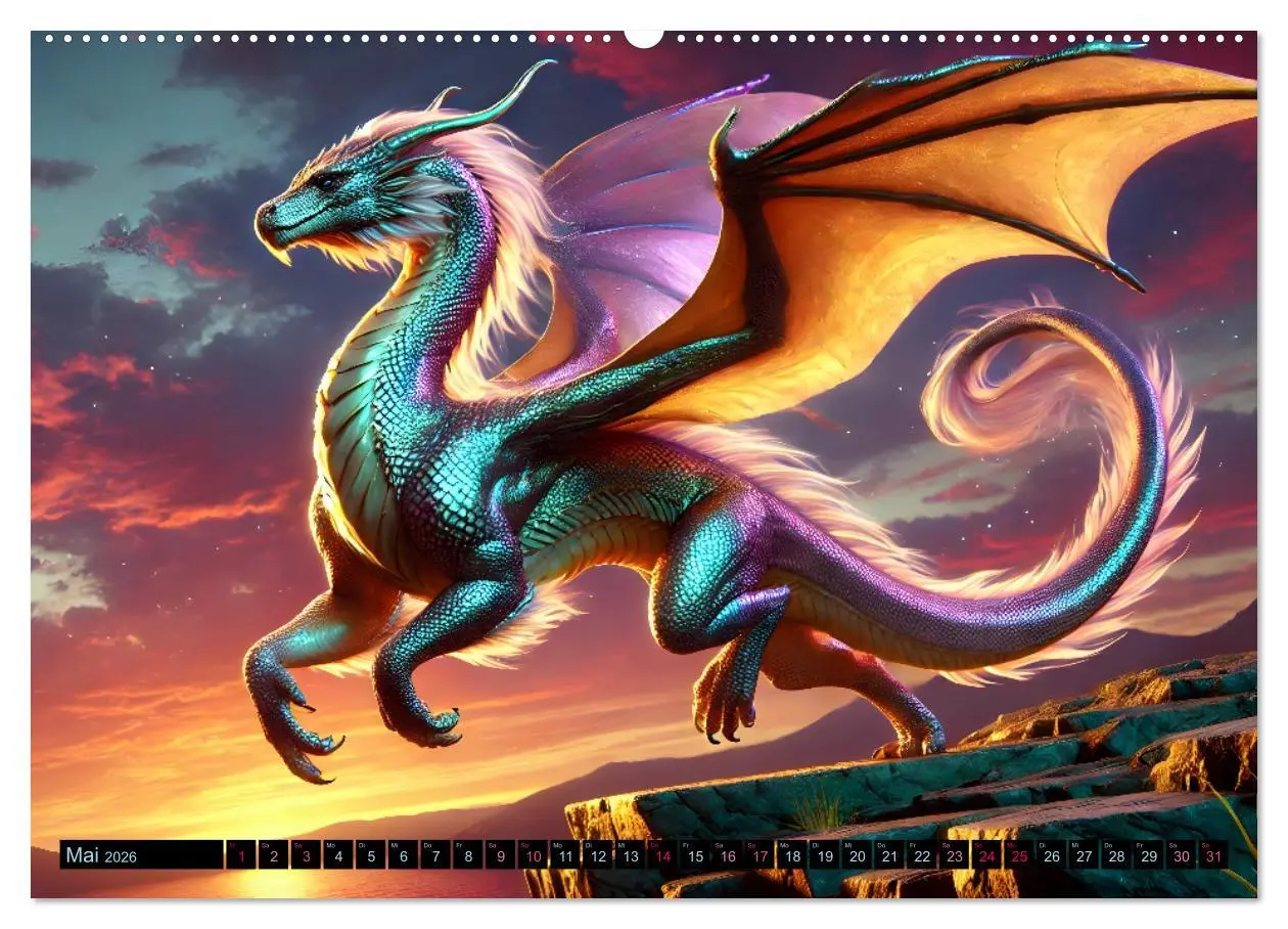 Bild: 9783516650198 | Prächtige Drachen, gut oder böse? (Wandkalender 2026 DIN A2 quer),...