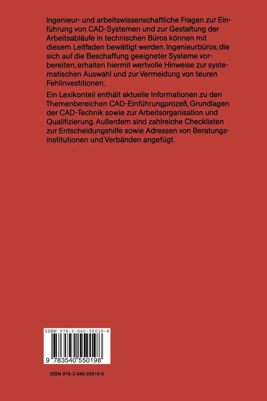 Rückseite: 9783540550198 | CAD im Bauwesen | Günter Nitsche (u. a.) | Taschenbuch | xviii | 1992