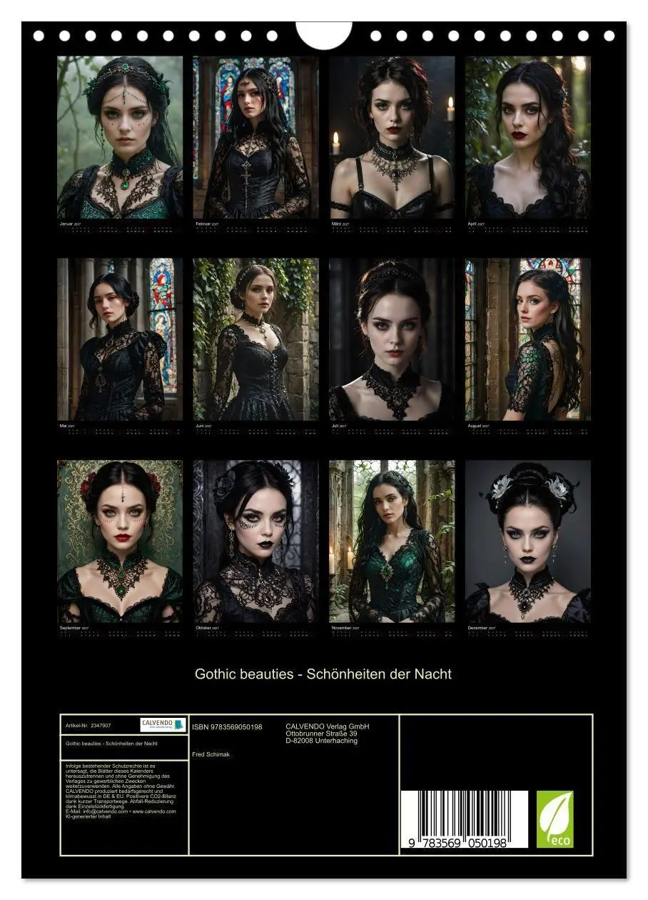 Bild: 9783569050198 | Gothic beauties - Schönheiten der Nacht (Wandkalender 2027 DIN A4...