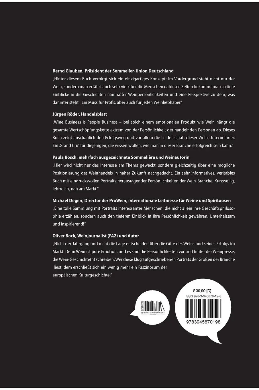 Rückseite: 9783945870198 | Wine Entrepreneurs | Die Macher der Weinbranche | Schreck (u. a.)