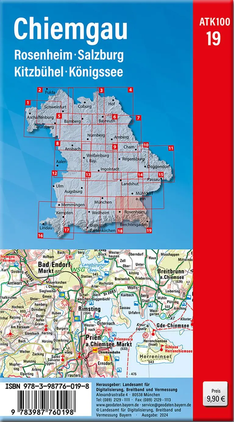 Rückseite: 9783987760198 | ATK100-19 Chiemgau (Amtliche Topographische Karte 1:100000) | Deutsch