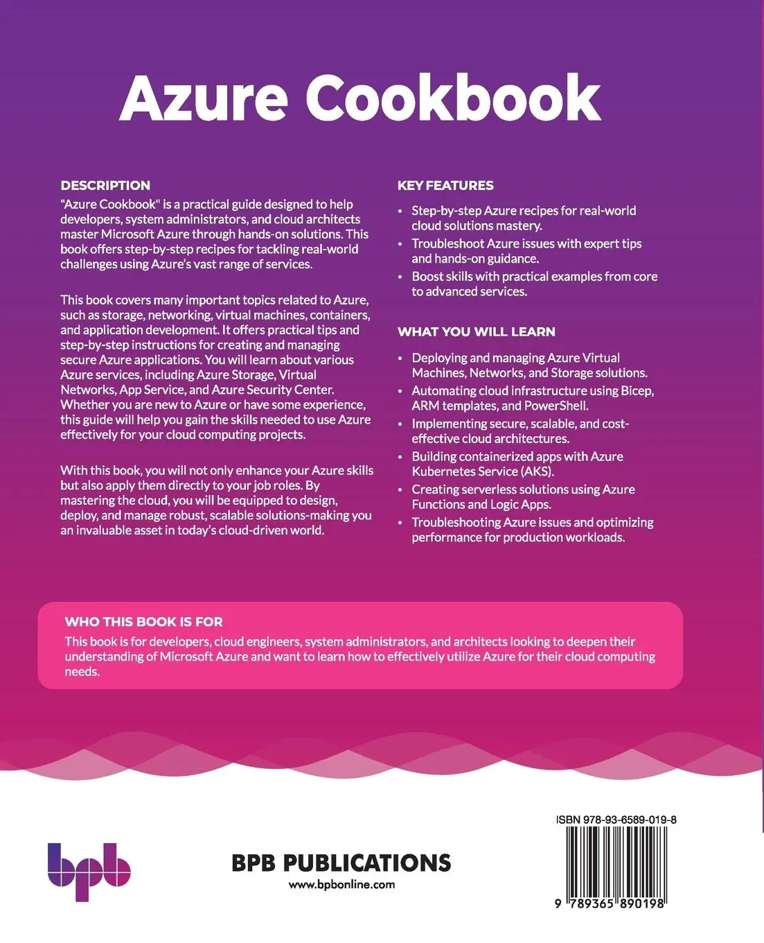 Rückseite: 9789365890198 | Azure Cookbook | Massimo Bonanni (u. a.) | Taschenbuch | Englisch