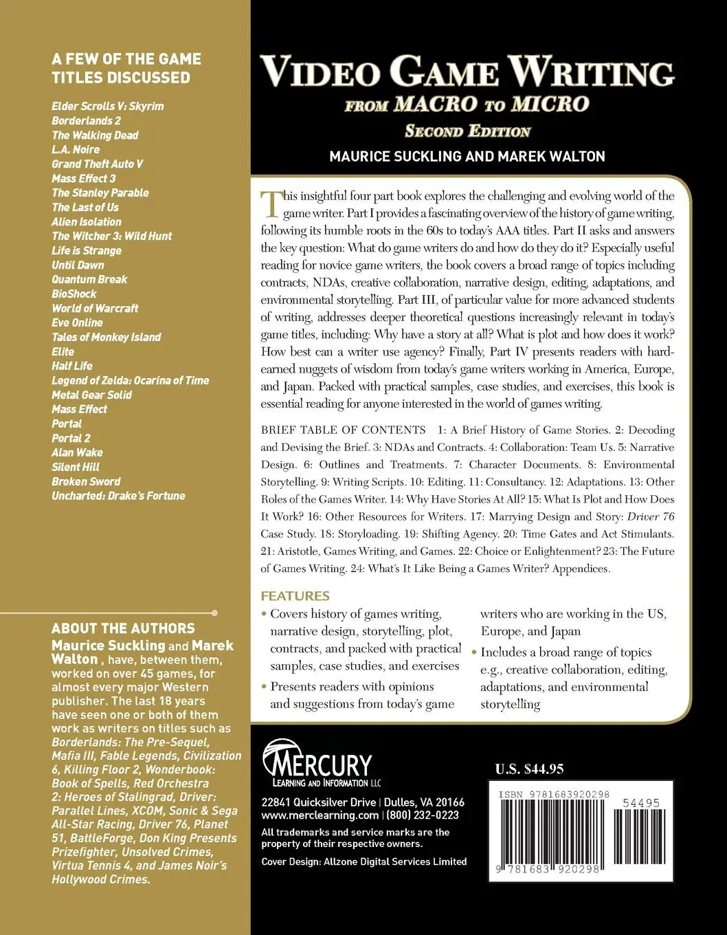 Rückseite: 9781683920298 | Video Game Writing | From Macro to Micro | Marek Walton (u. a.) | Buch
