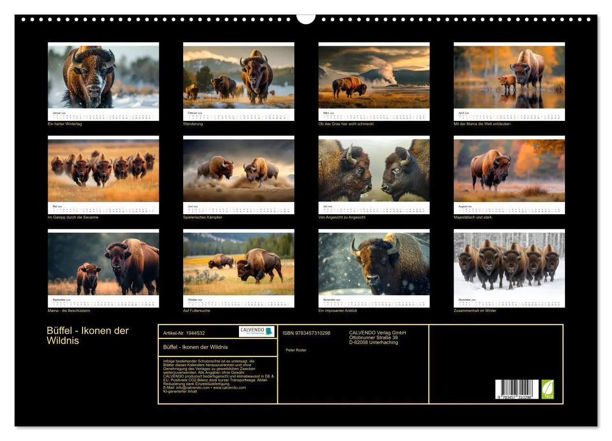 Bild: 9783457310298 | Büffel - Ikonen der Wildnis (Wandkalender 2026 DIN A2 quer),...