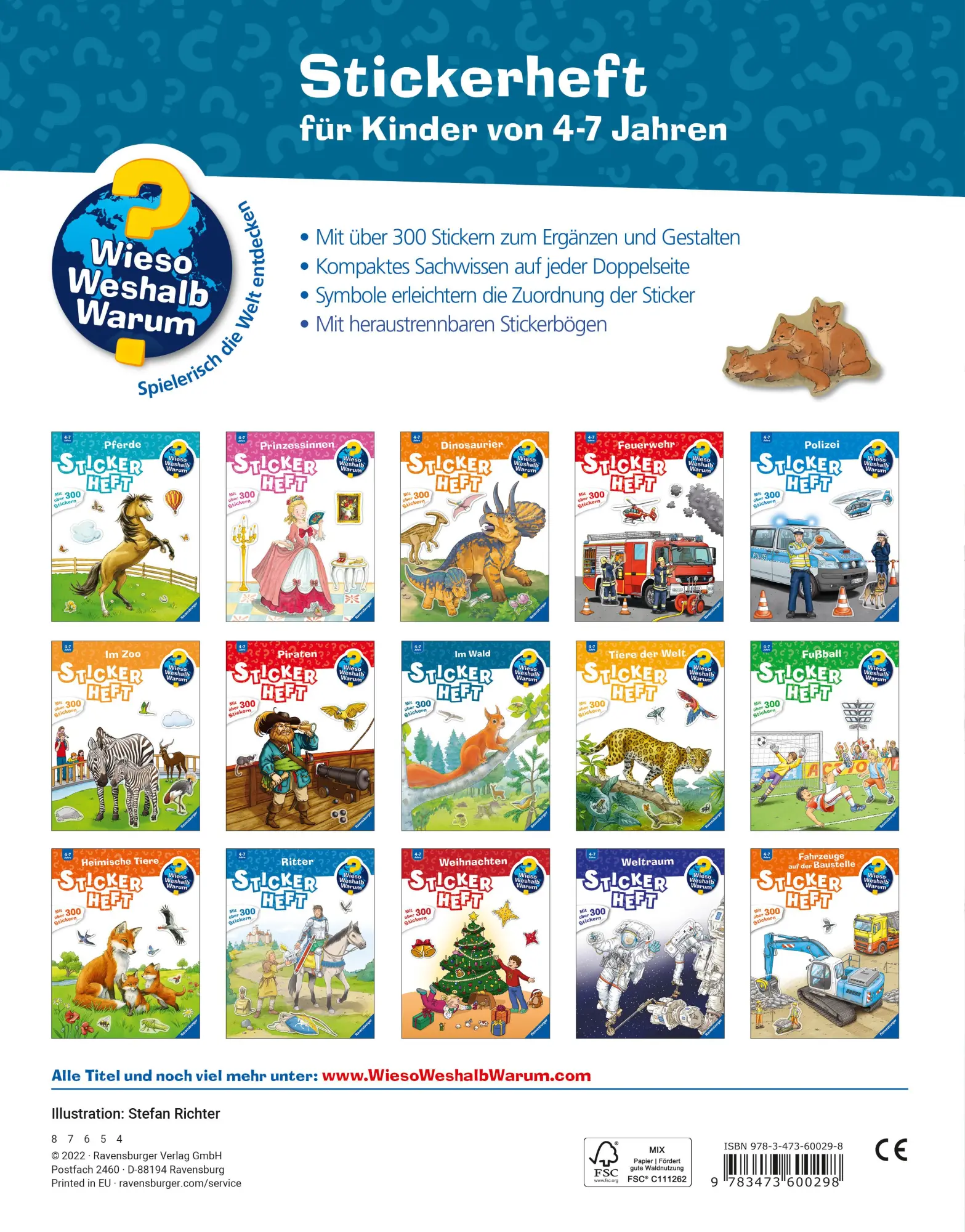 Rückseite: 9783473600298 | Wieso? Weshalb? Warum? Stickerheft: Im Wald | Stefan Richter | Buch