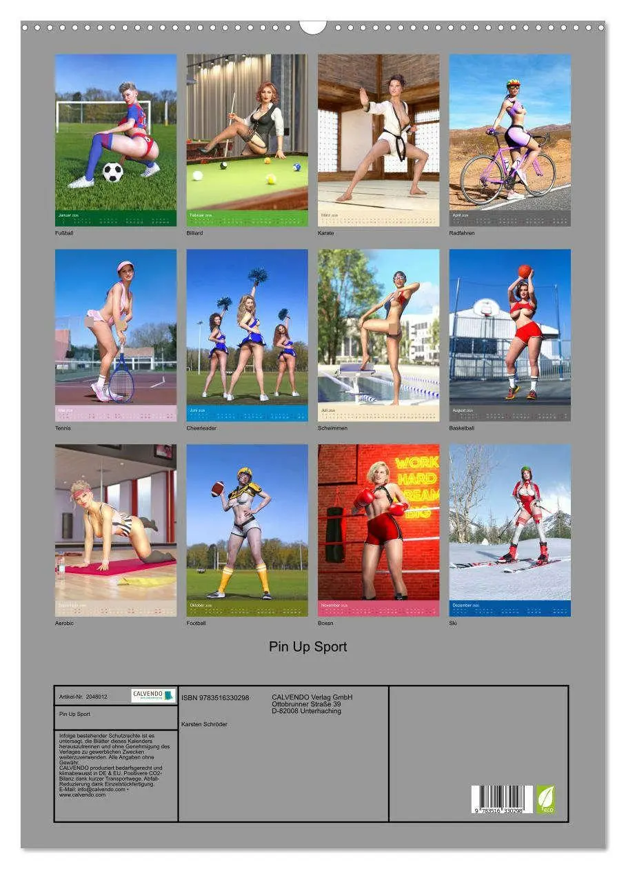Bild: 9783516330298 | Pin Up Sport (Wandkalender 2026 DIN A2 hoch), CALVENDO Monatskalender