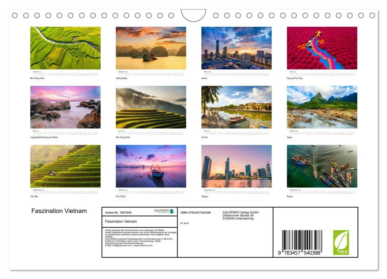 Bild: 9783457540398 | Faszination Vietnam (Wandkalender 2026 DIN A4 quer), CALVENDO...