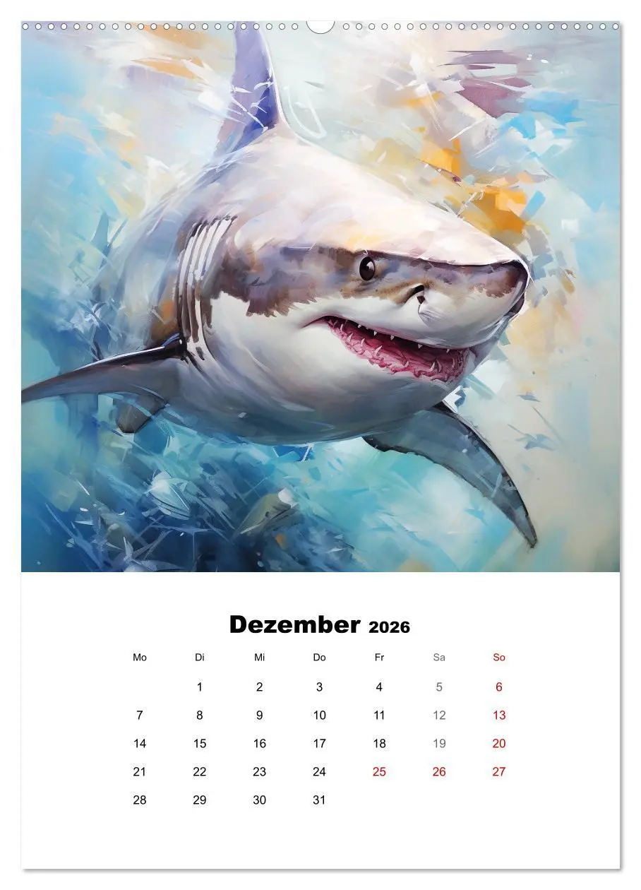 Bild: 9783516310498 | Tanz der Haie. Aquarelle von den Königen der Meere (Wandkalender...