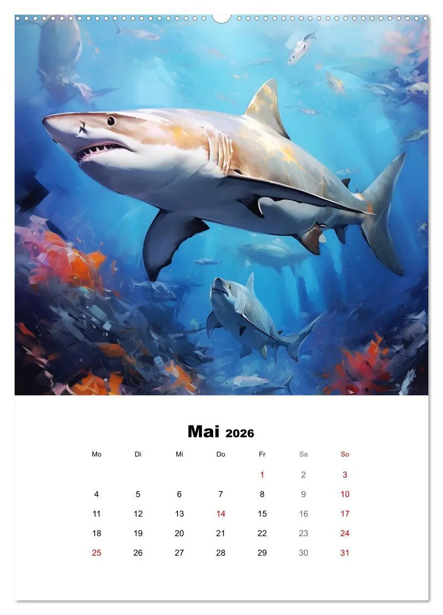Bild: 9783516310498 | Tanz der Haie. Aquarelle von den Königen der Meere (Wandkalender...