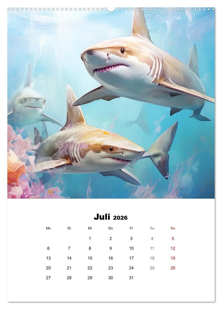 Bild: 9783516310498 | Tanz der Haie. Aquarelle von den Königen der Meere (Wandkalender...