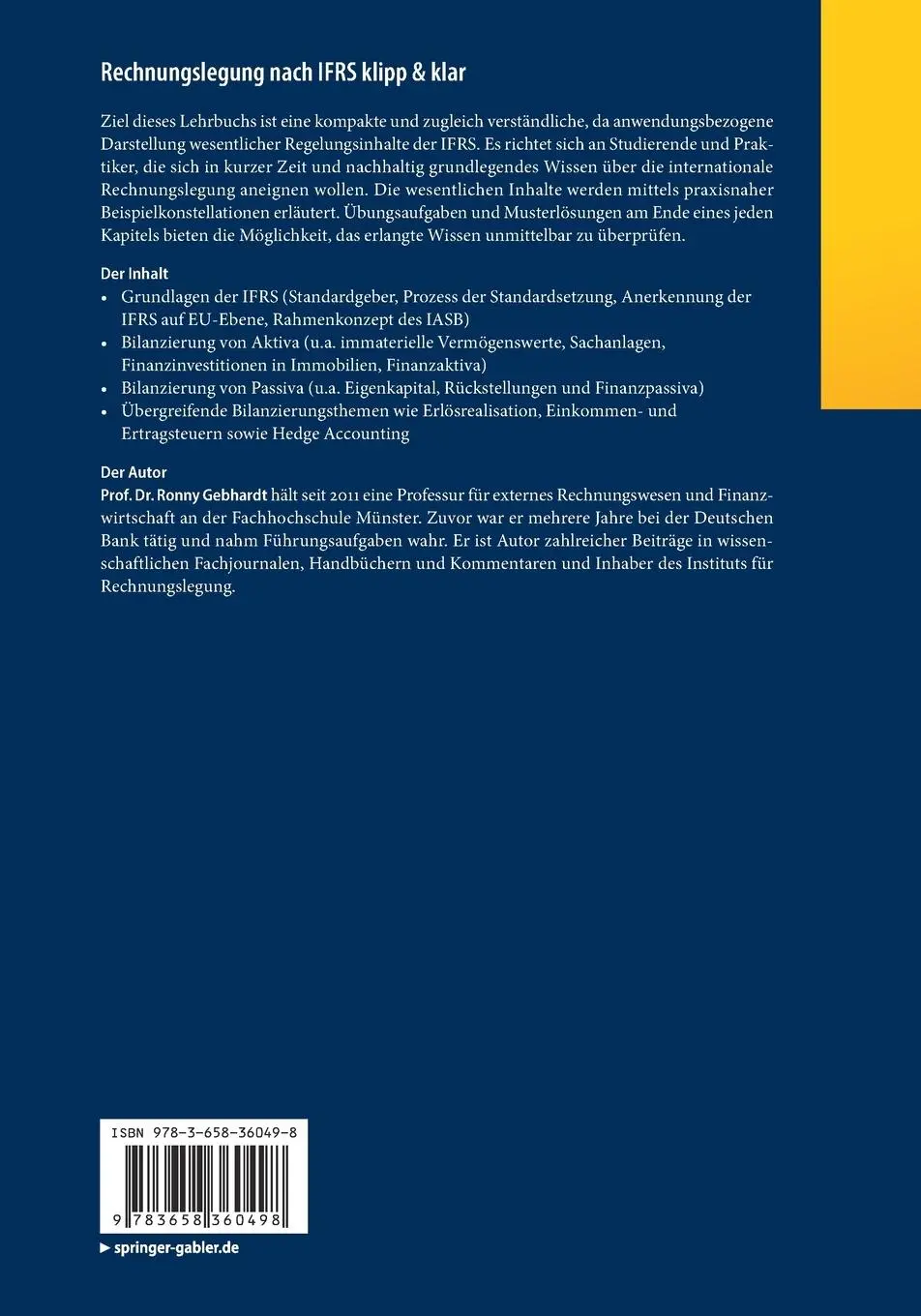 Rückseite: 9783658360498 | Rechnungslegung nach IFRS klipp &amp; klar | Ronny Gebhardt | Taschenbuch
