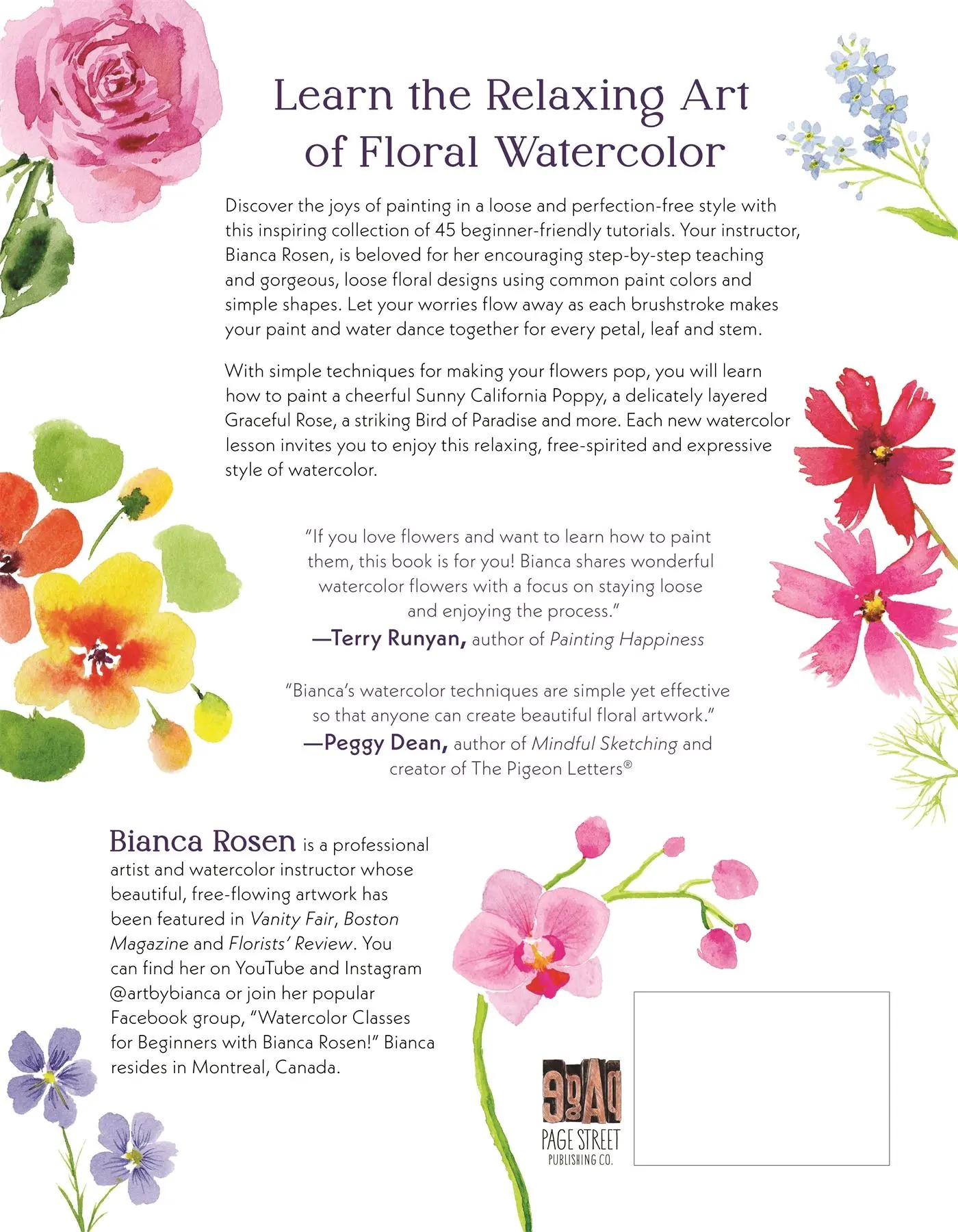 Rückseite: 9798890030498 | Easy Watercolor Flowers | 45 Beautiful Paintings for Beginners | Rosen