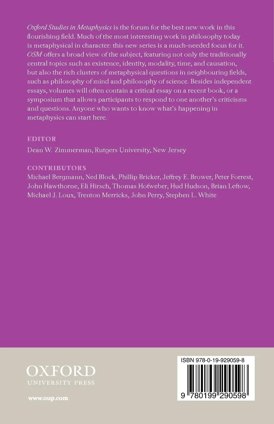 Rückseite: 9780199290598 | Oxford Studies in Metaphysics | Volume 2 | Dean W. Zimmerman | Buch