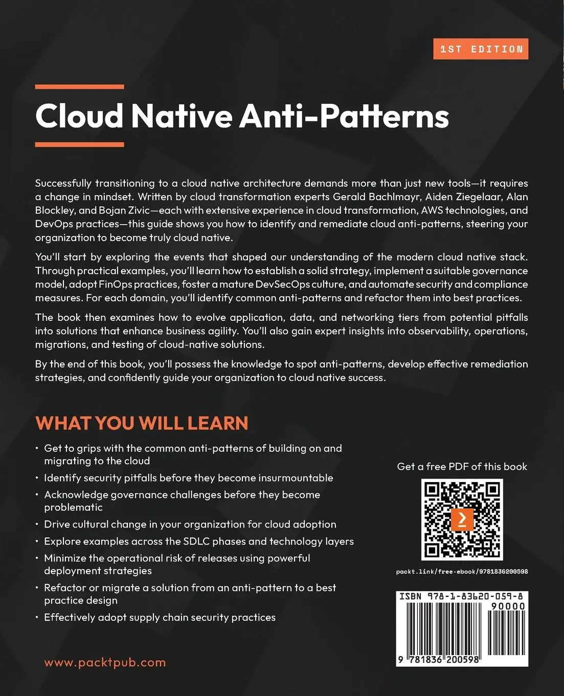 Rückseite: 9781836200598 | Cloud Native Anti-Patterns | Gerald Bachlmayr (u. a.) | Taschenbuch