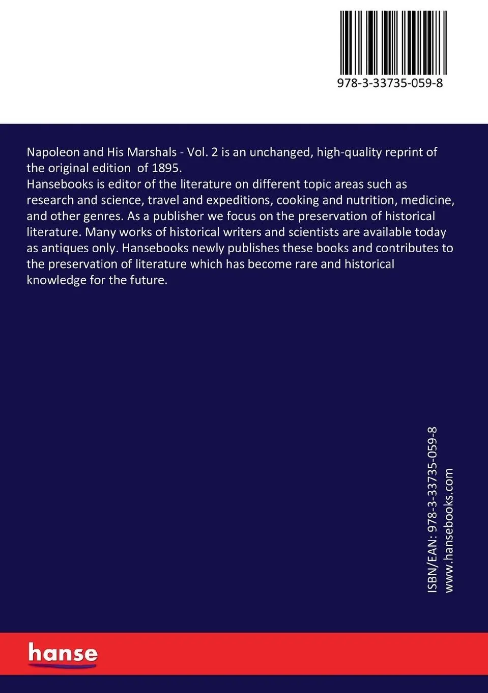 Rückseite: 9783337350598 | Napoleon and His Marshals | Vol. 2 | Joel Tyler Headley | Taschenbuch