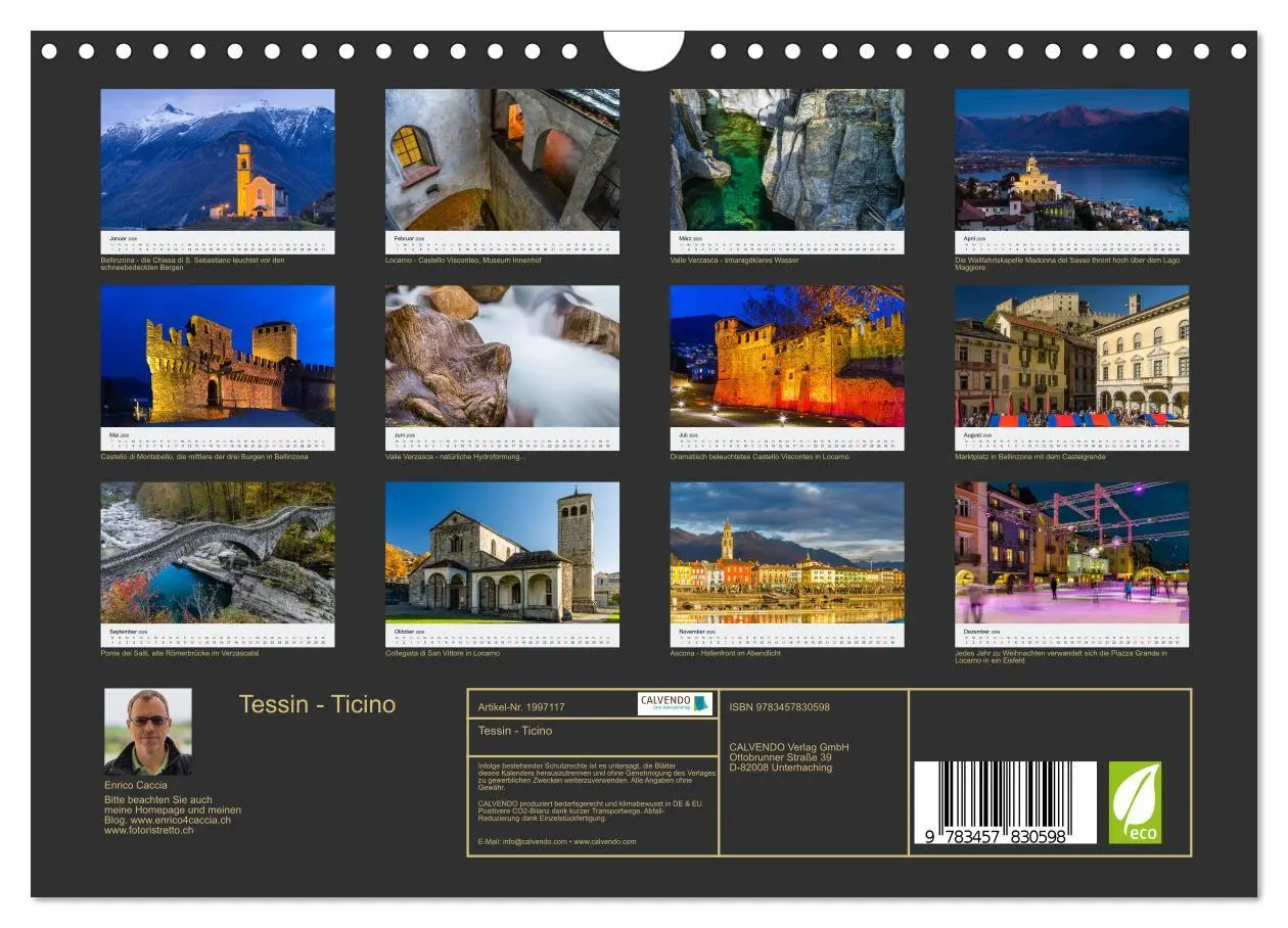 Bild: 9783457830598 | Tessin - Ticino (Wandkalender 2026 DIN A4 quer), CALVENDO...