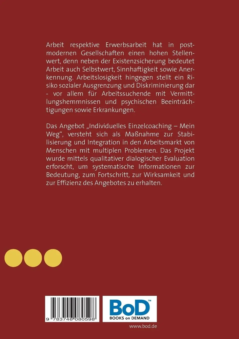 Rückseite: 9783746080598 | Individuelles Einzelcoaching für Arbeitssuchende | Mertel (u. a.)