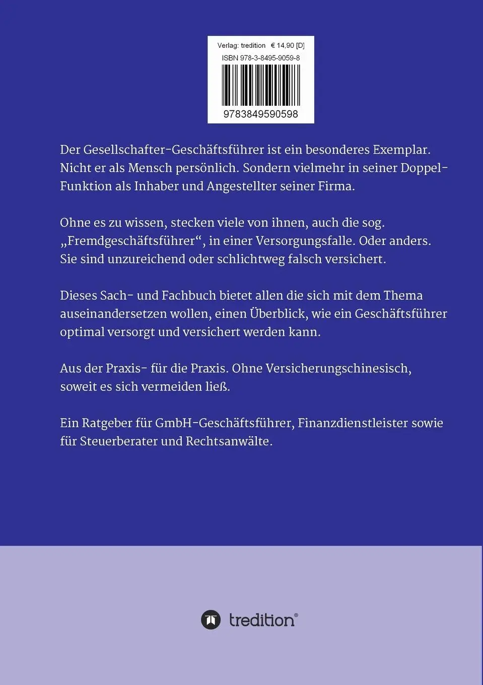 Rückseite: 9783849590598 | Die Versorgung(-sfallen) des GmbH-Geschäftsführer | Thomas Stephan