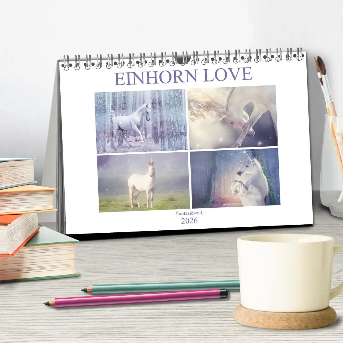 Bild: 9783457820698 | Einhorn Love - Fantasiewelt (Tischkalender 2026 DIN A5 quer),...