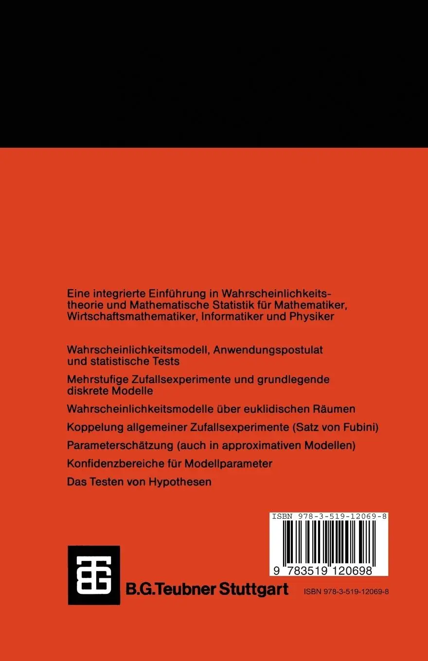 Rückseite: 9783519120698 | Grundkurs Stochastik | Konrad Behnen (u. a.) | Taschenbuch | 377 S.