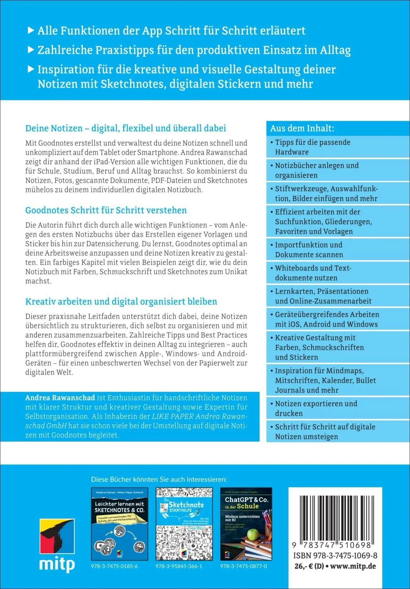 Autor: 9783747510698 | Digitale Notizen mit Goodnotes | Andrea Rawanschad | Taschenbuch