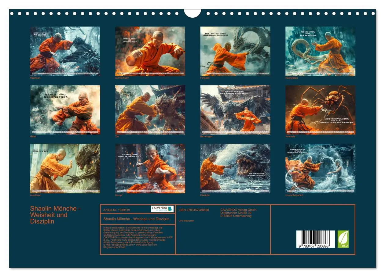Bild: 9783457280898 | Shaolin Mönche - Weisheit und Disziplin (Wandkalender 2026 DIN A3...