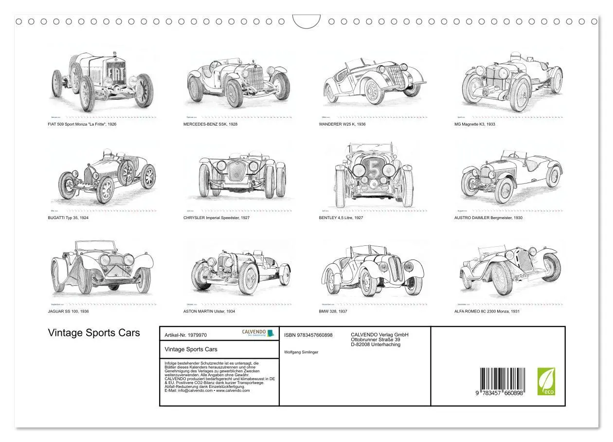 Bild: 9783457660898 | Vintage Sports Cars (Wandkalender 2026 DIN A3 quer), CALVENDO...