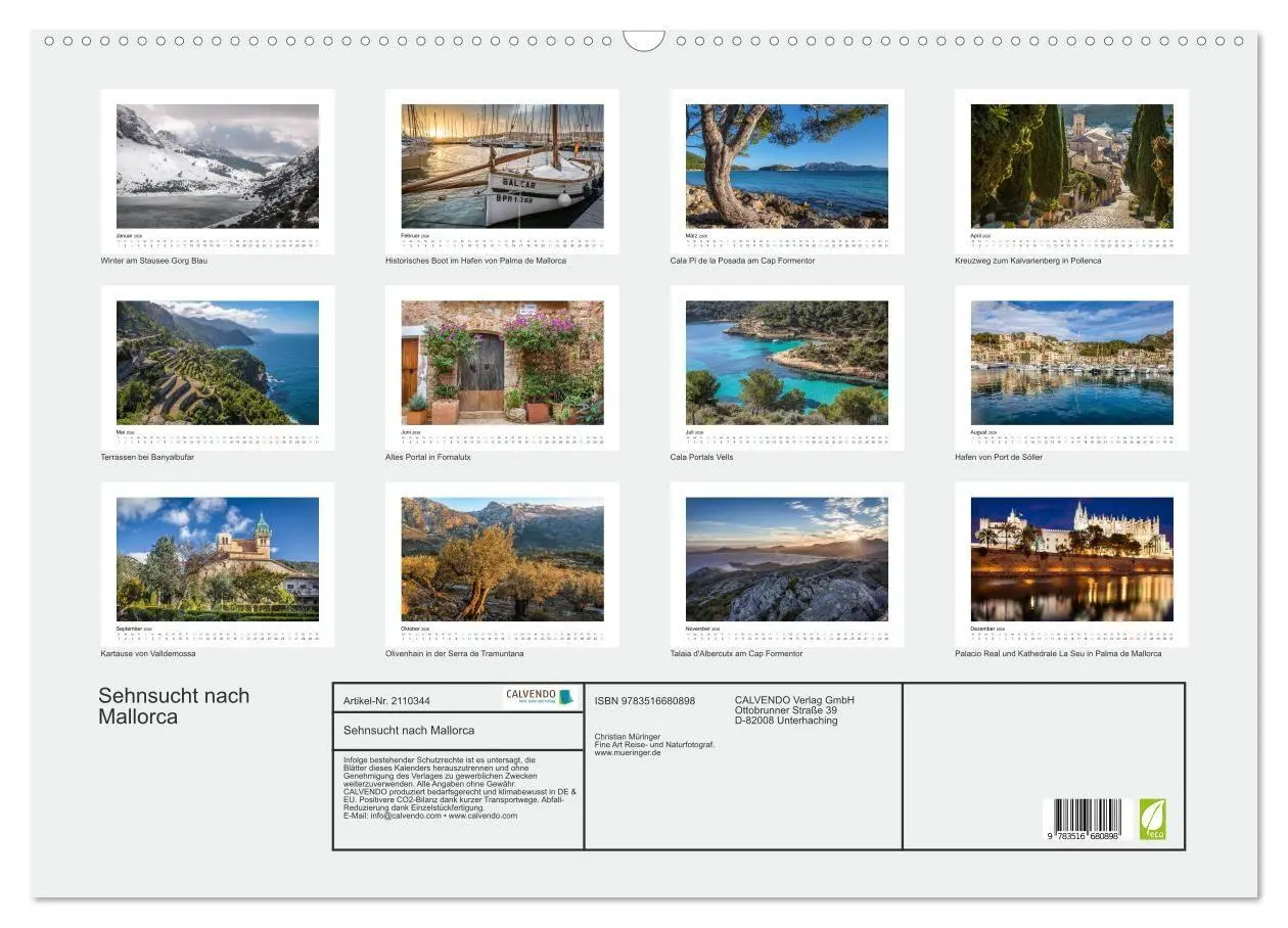 Bild: 9783516680898 | Sehnsucht nach Mallorca (Wandkalender 2026 DIN A2 quer), CALVENDO...