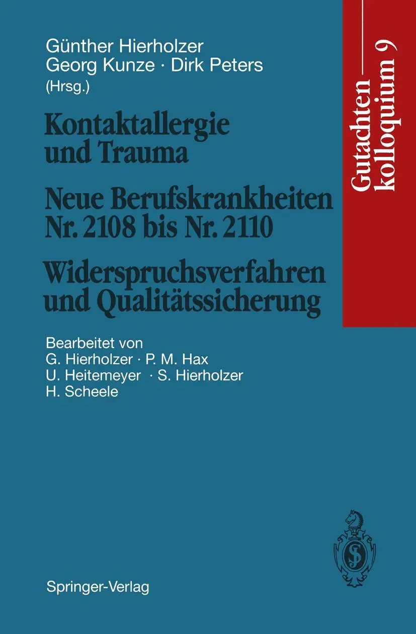 Cover: 9783540580898 | Kontaktallergie und Trauma Neue Berufskrankheiten Nr. 2108 bis Nr....