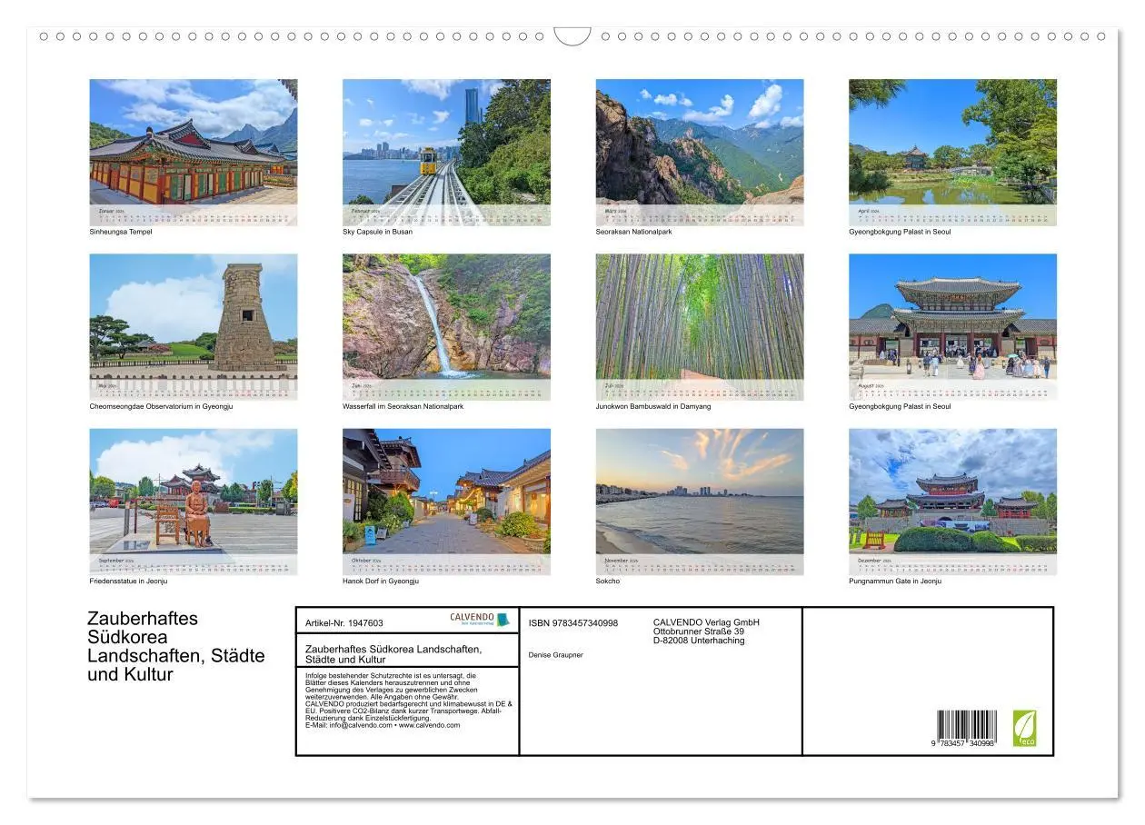 Bild: 9783457340998 | Zauberhaftes Südkorea Landschaften, Städte und Kultur (Wandkalender...