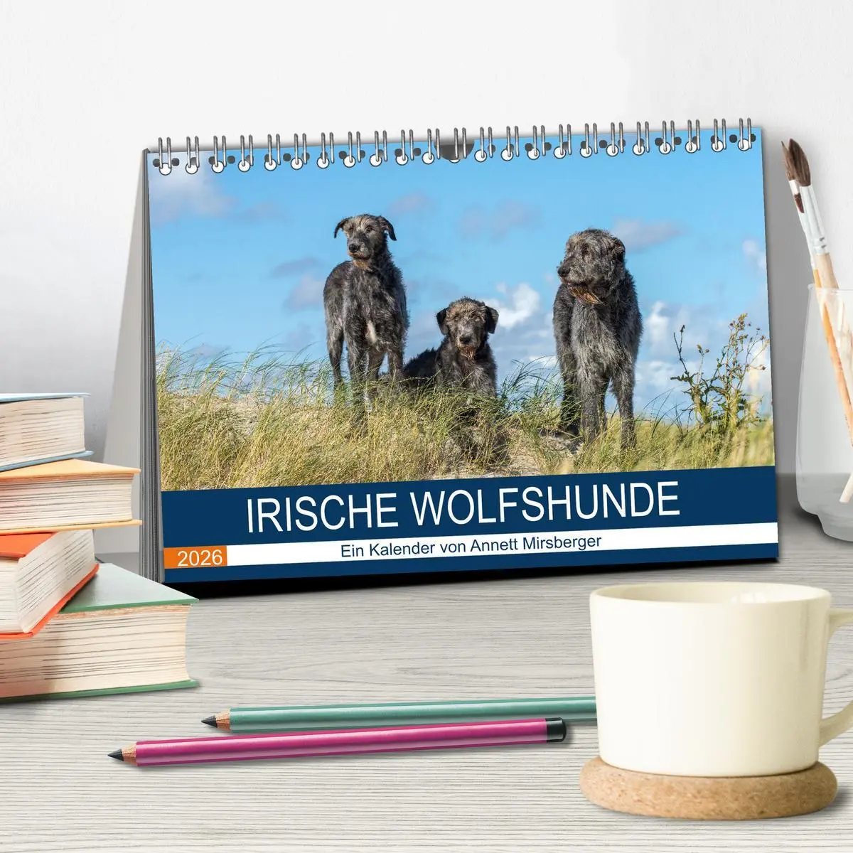 Bild: 9783457890998 | Irische Wolfshunde (Tischkalender 2026 DIN A5 quer), CALVENDO...