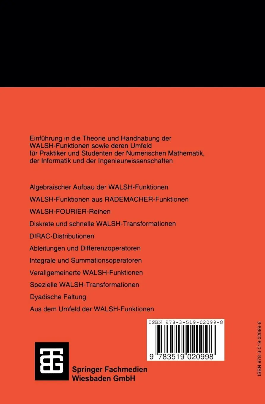 Rückseite: 9783519020998 | WALSH-Funktionen für Ingenieure und Naturwissenschaftler | Eugen Gauß