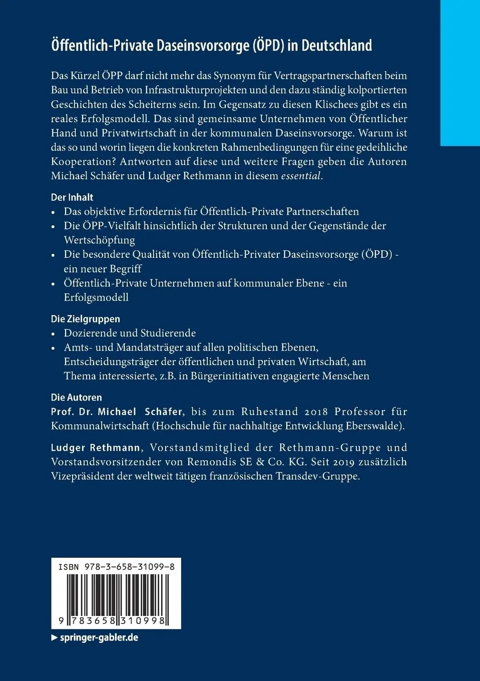 Rückseite: 9783658310998 | Öffentlich-Private Daseinsvorsorge (ÖPD) in Deutschland | Taschenbuch