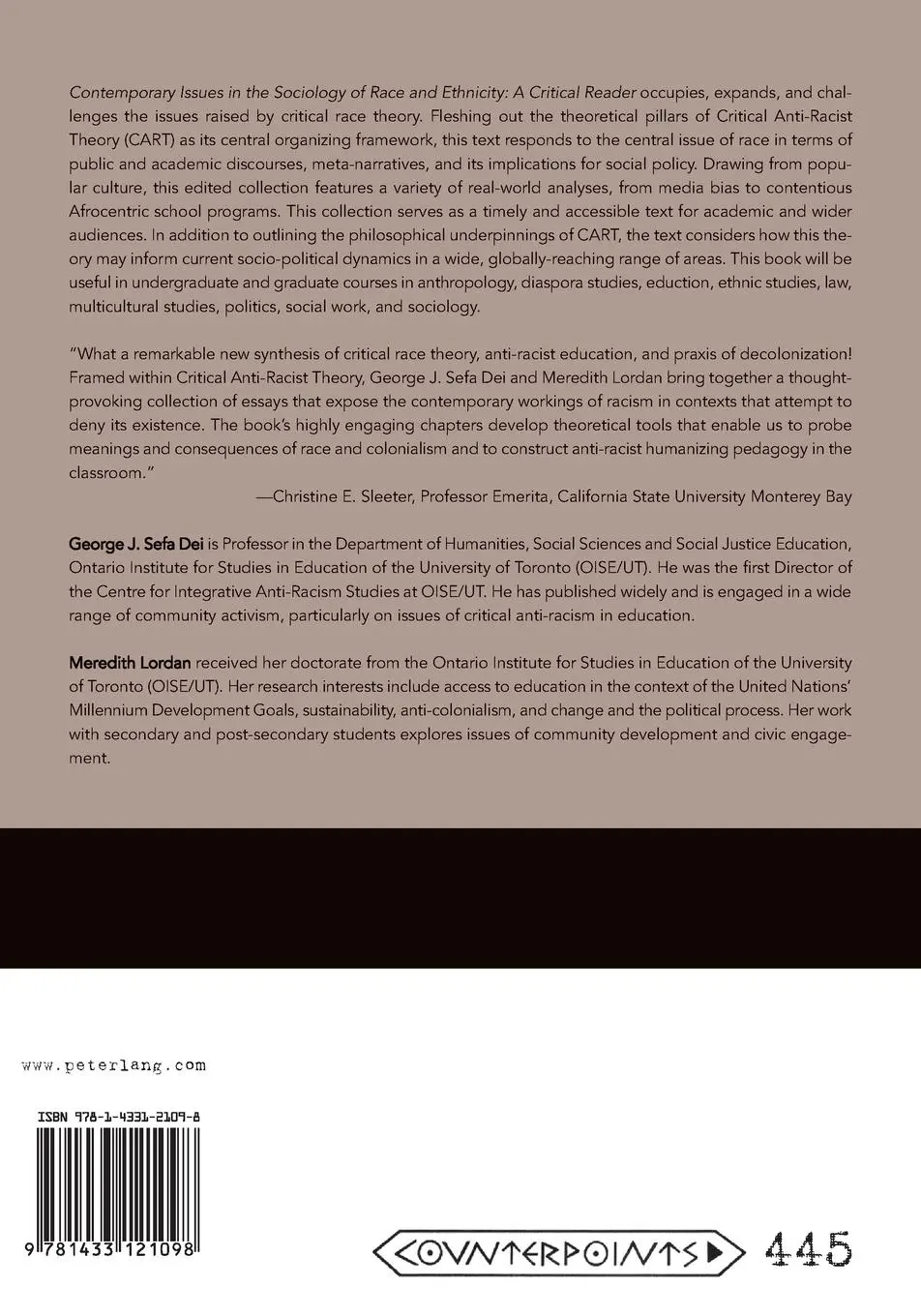 Rückseite: 9781433121098 | Contemporary Issues in the Sociology of Race and Ethnicity | Buch