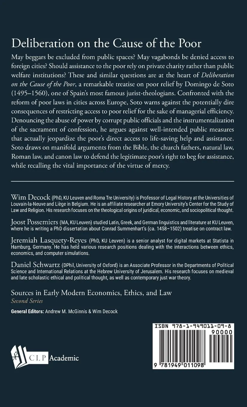 Rückseite: 9781949011098 | Deliberation on the Cause of the Poor | Domingo De Soto | Buch | 2022