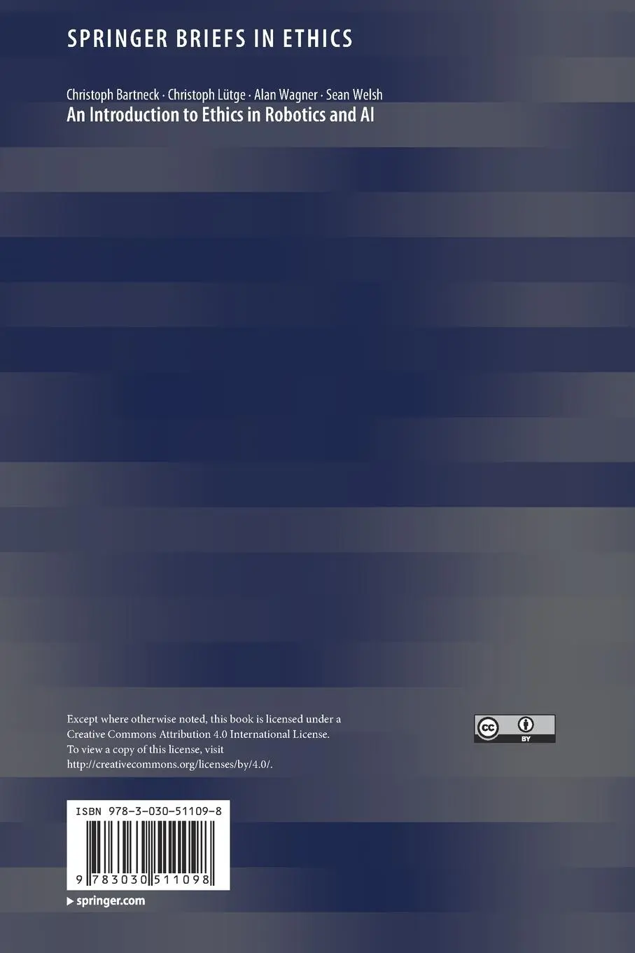 Rückseite: 9783030511098 | An Introduction to Ethics in Robotics and AI | Bartneck (u. a.) | Buch