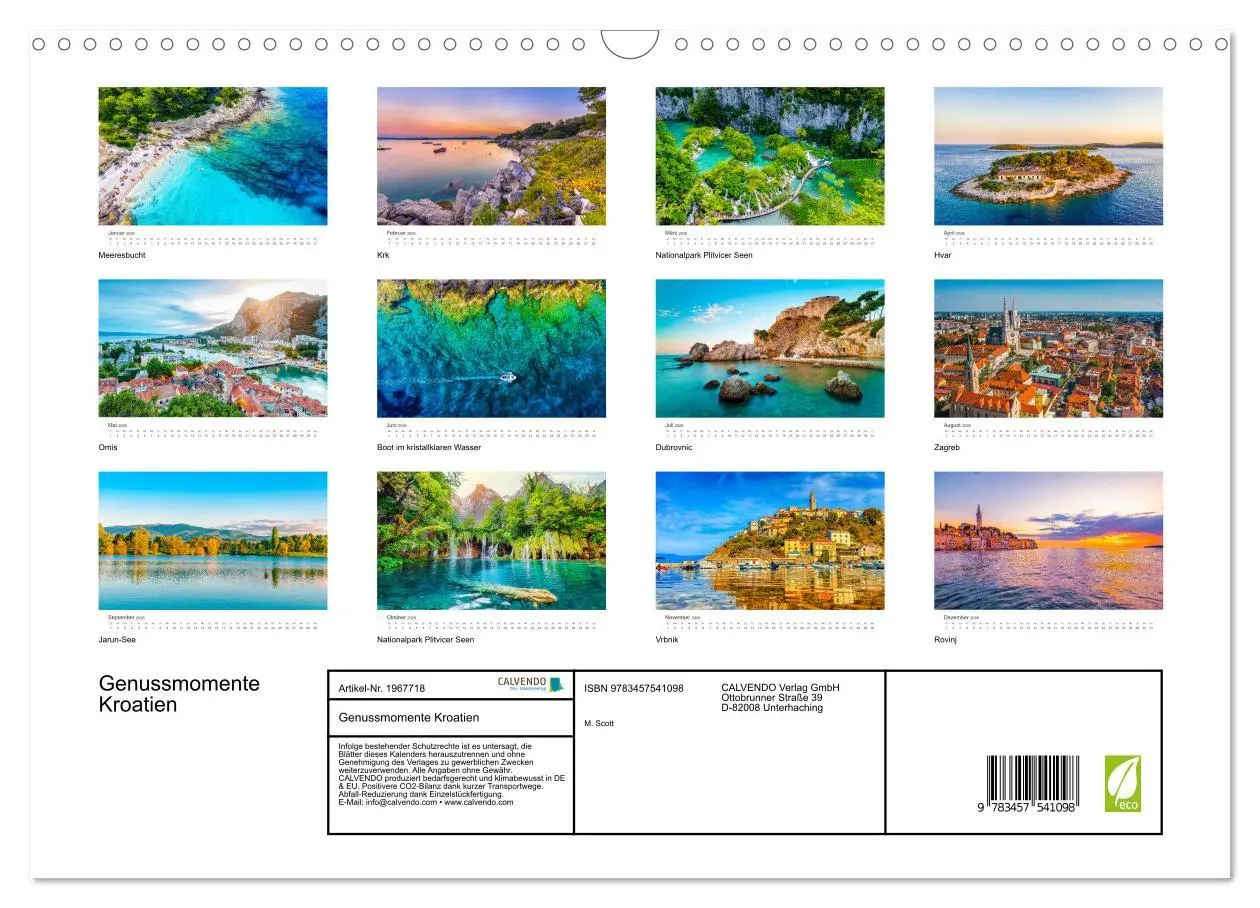 Bild: 9783457541098 | Genussmomente Kroatien (Wandkalender 2026 DIN A3 quer), CALVENDO...