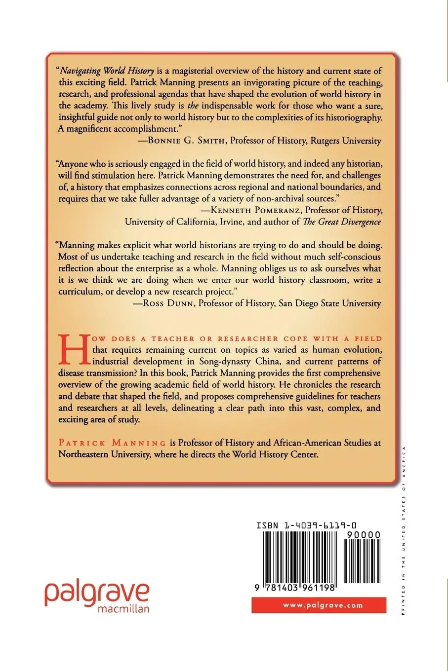 Rückseite: 9781403961198 | Navigating World History | Historians Create a Global Past | Manning