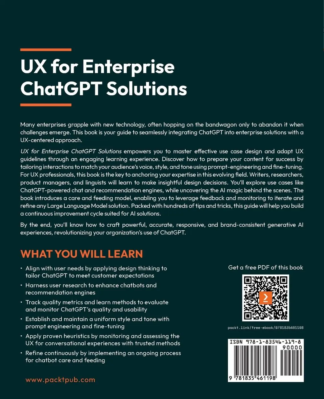 Rückseite: 9781835461198 | UX for Enterprise ChatGPT Solutions | Richard H. Miller | Taschenbuch