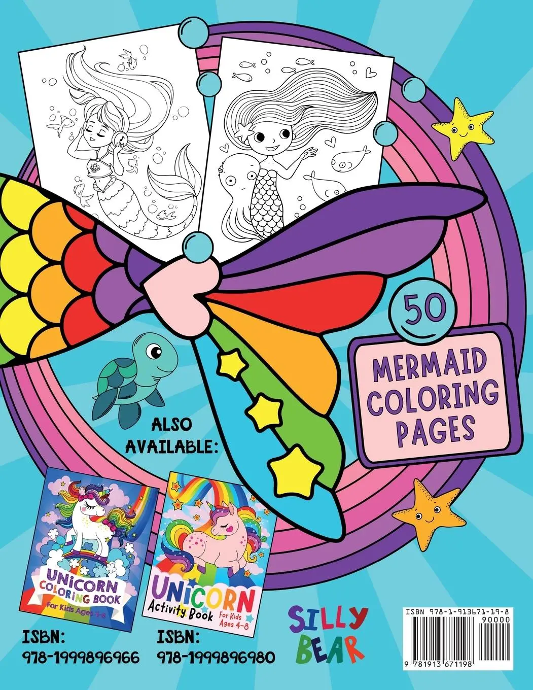 Rückseite: 9781913671198 | Mermaid Coloring Book for Kids Ages 4-8 | Silly Bear | Taschenbuch