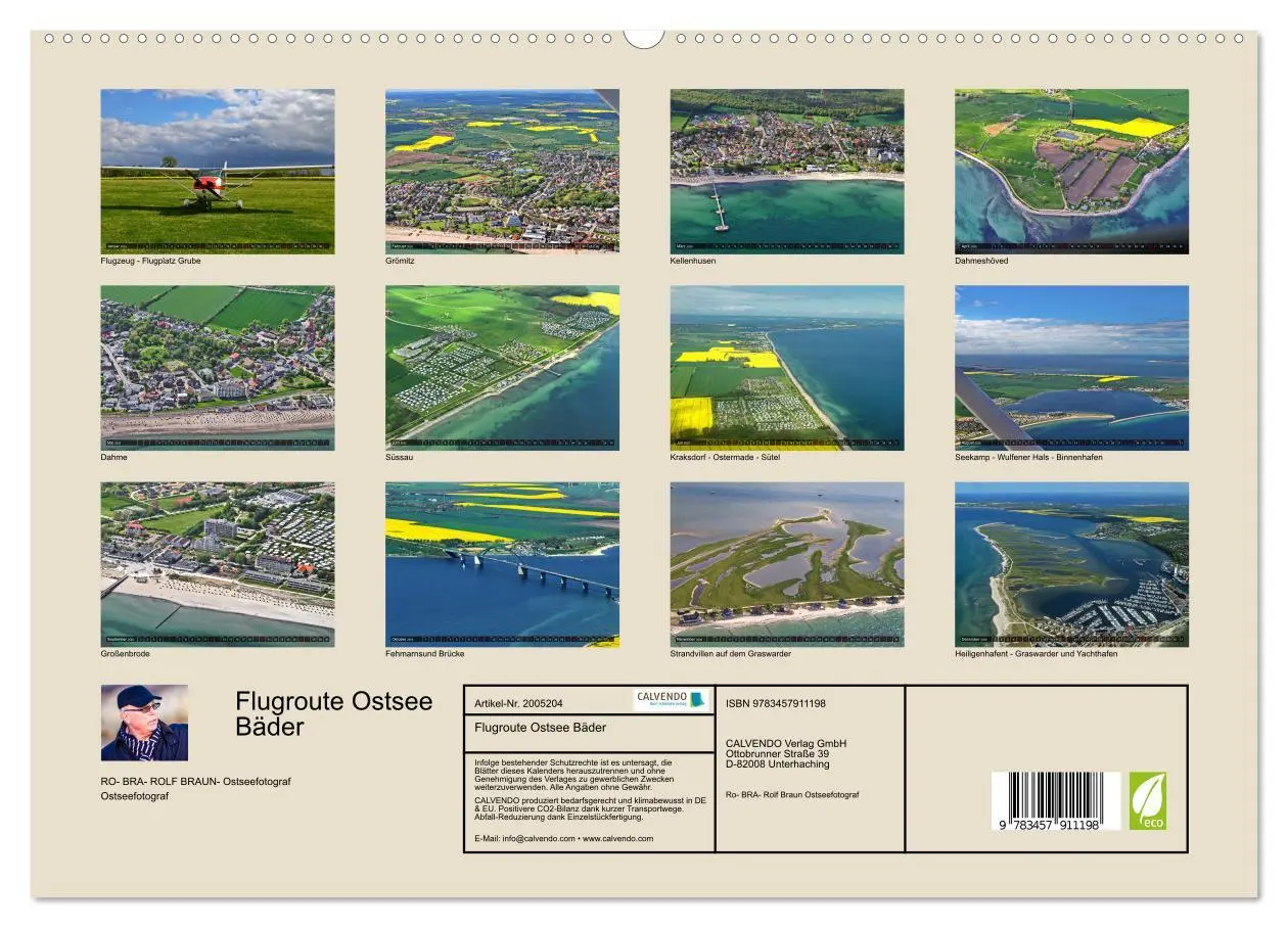 Bild: 9783457911198 | Flugroute Ostsee Bäder (Wandkalender 2026 DIN A2 quer), CALVENDO...