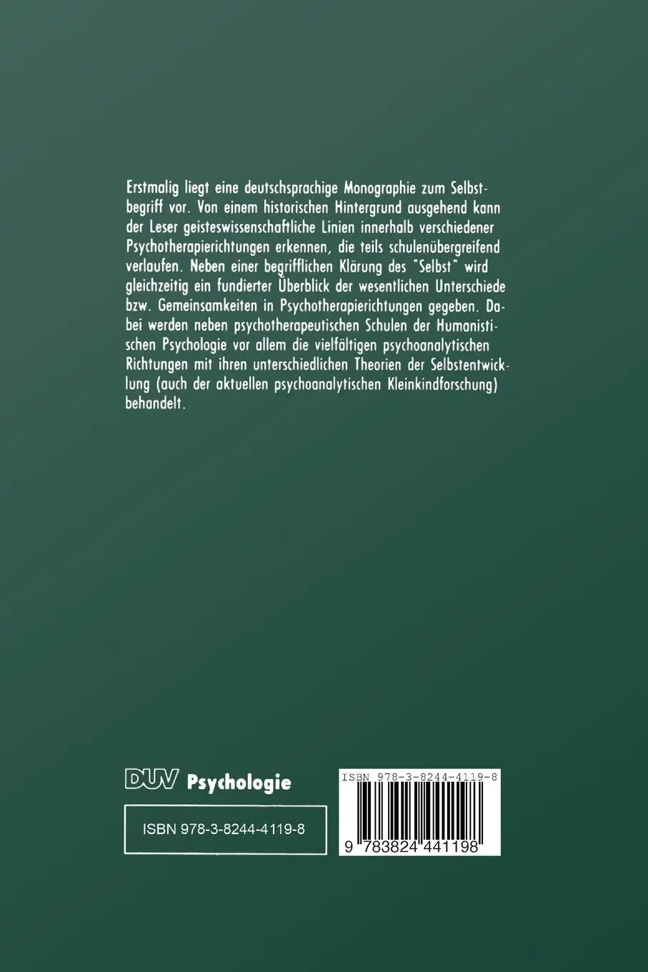 Rückseite: 9783824441198 | Der Selbstbegriff in Psychologie und Psychotherapie | Ludwig-Körner