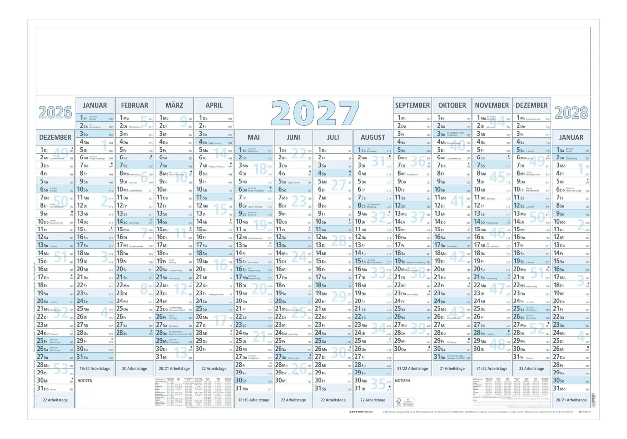 Cover: 4069095011298 | Plakatkalender 14 Monate 1 Stk. gerollt 2027 | KG | Kalender | 1 S.