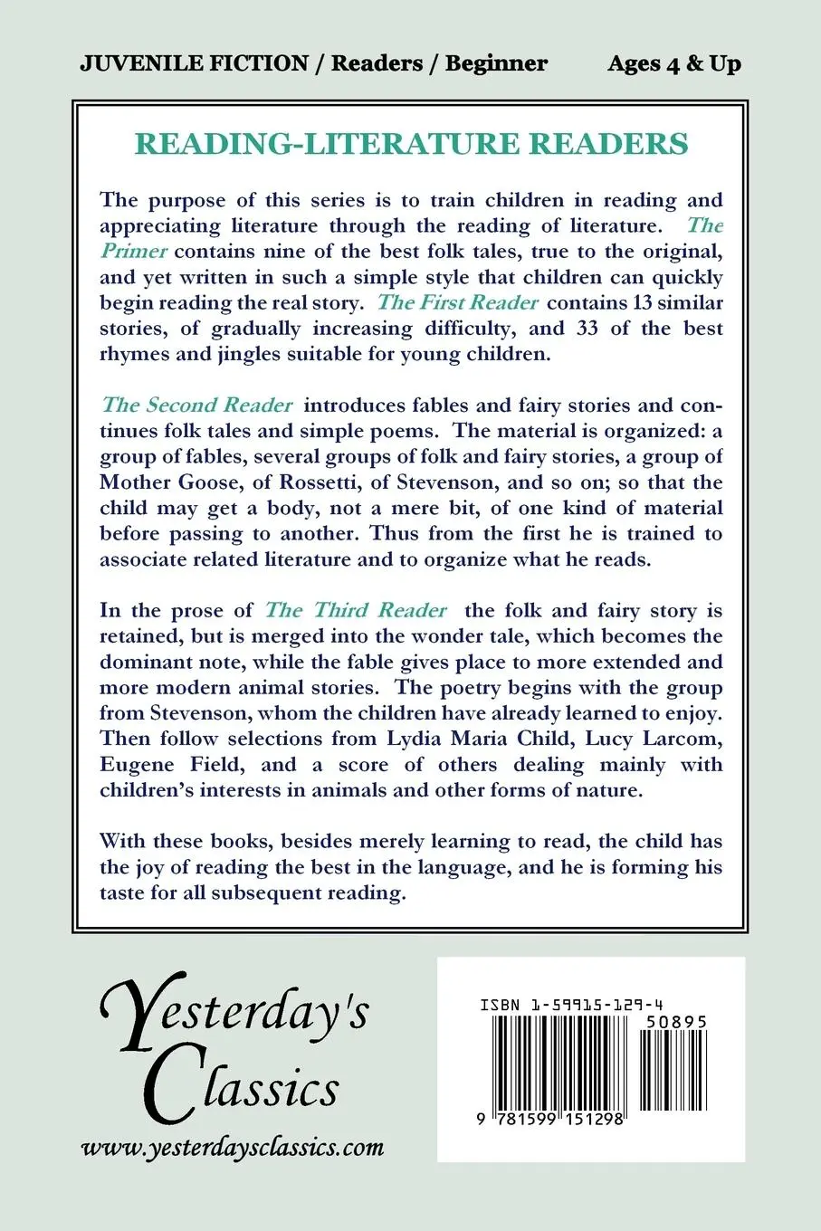 Rückseite: 9781599151298 | Reading-Literature The Primer (Yesterday's Classics) | Taschenbuch