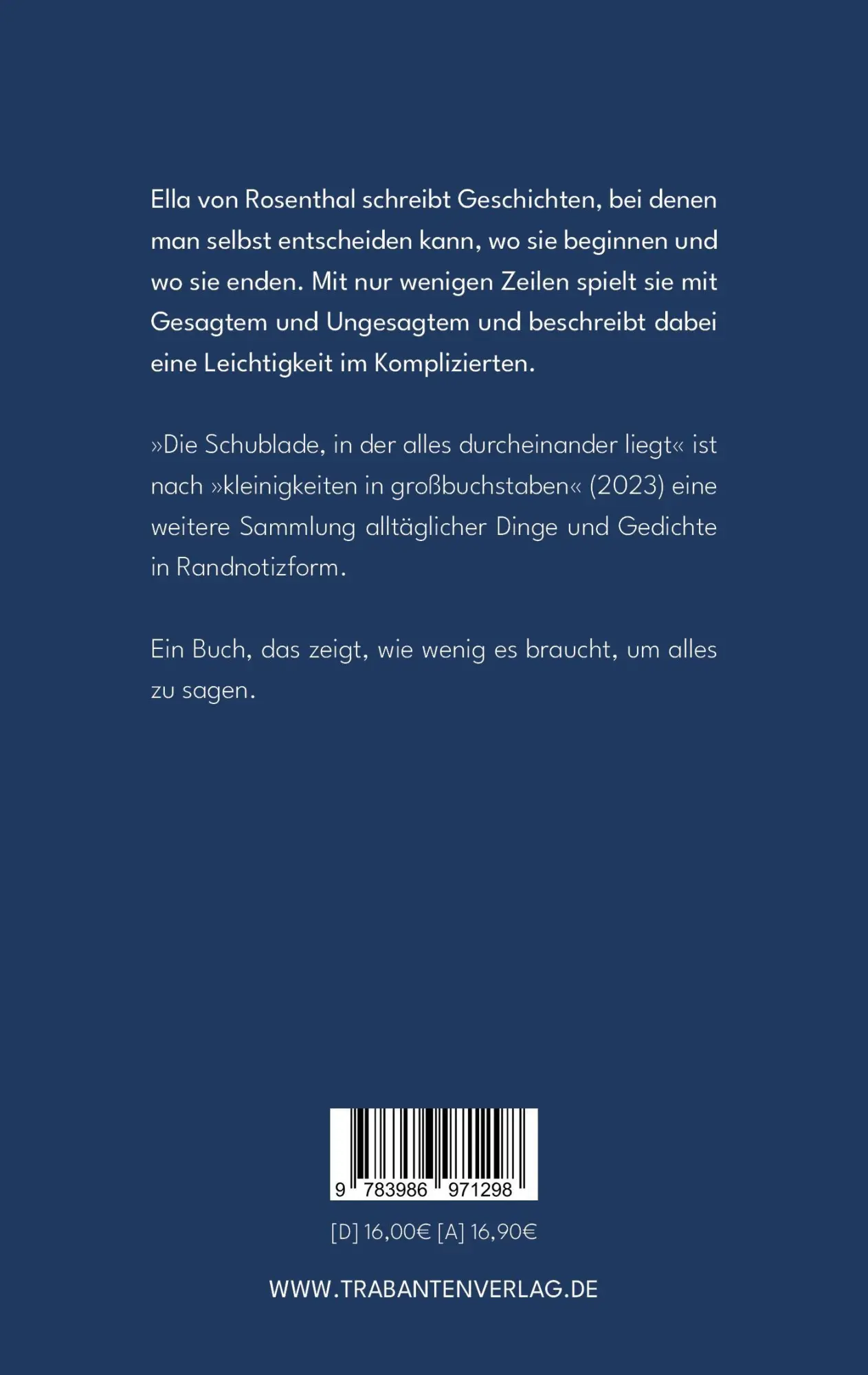 Rückseite: 9783986971298 | Die Schublade, in der alles durcheinander liegt | Ella von Rosenthal